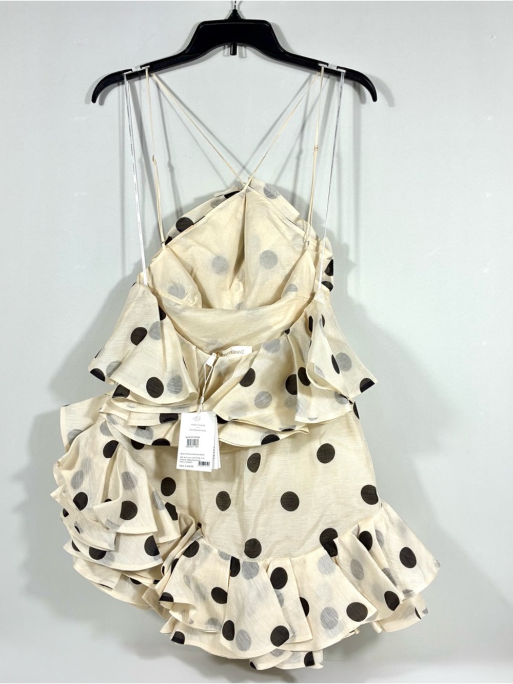 Zimmermann Crush Ruffle Halter Polka Dot Linen Silk Organza Mini Dress 4 US NWT - Picture 9 of 17